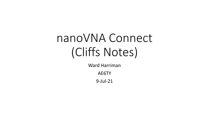 nanovna connect cliffs notes n.w