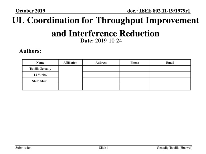 october 2019 ul coordination for throughput n.w