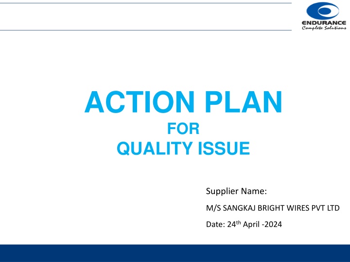 action plan for quality issue n.w