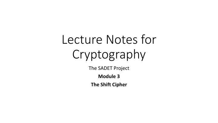 lecture notes for cryptography n.w