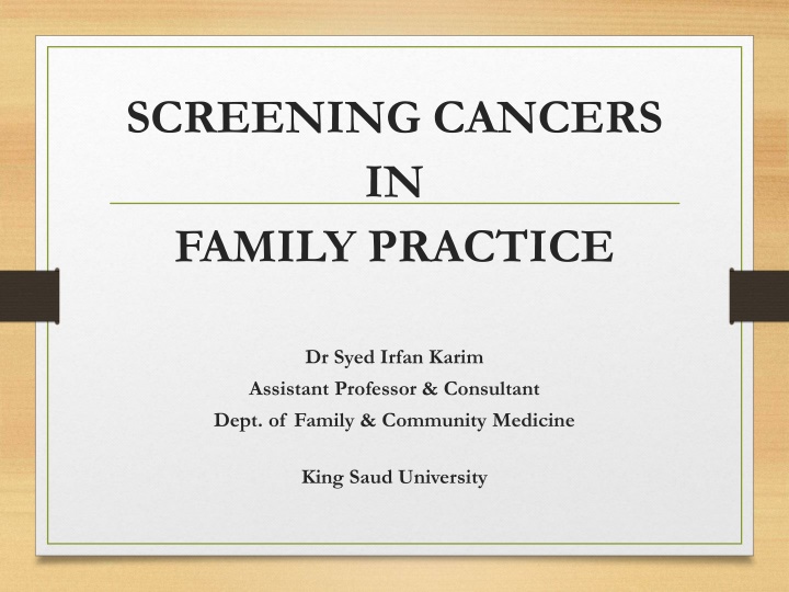 screening cancers in family practice n.w