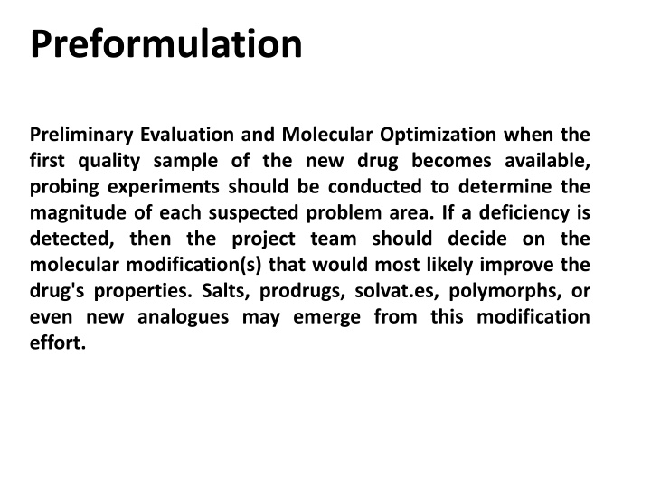 preformulation n.w