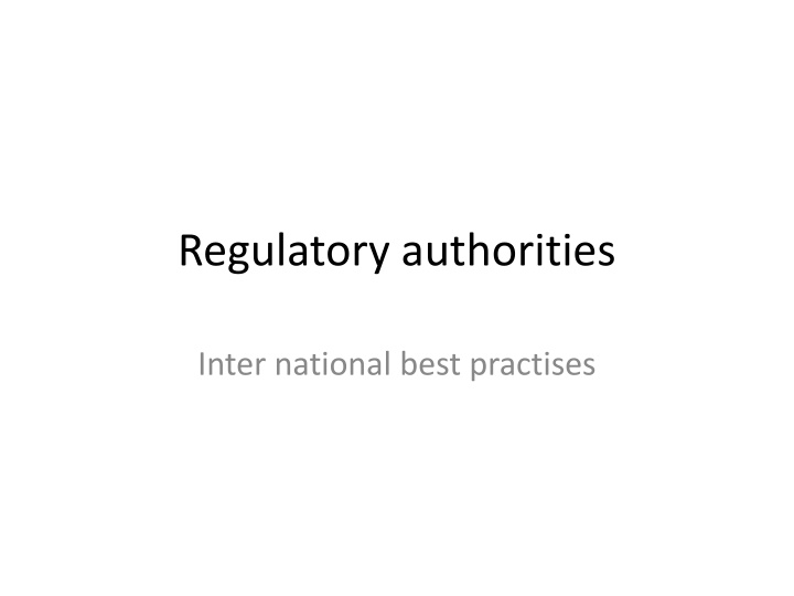 regulatory authorities n.w