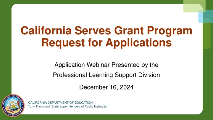 california serves grant program request n.w