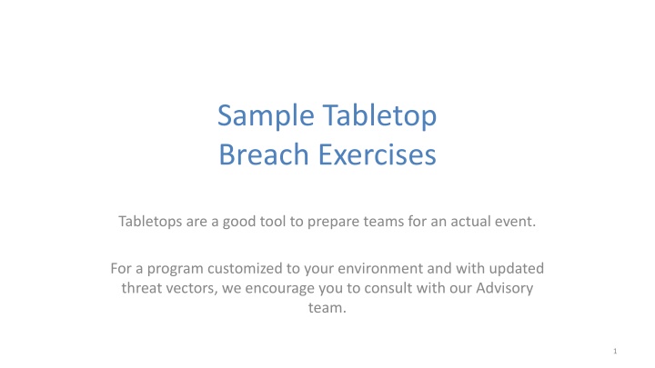 sample tabletop breach exercises n.w