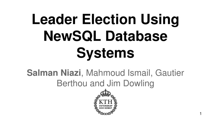 leader election using newsql database systems n.w