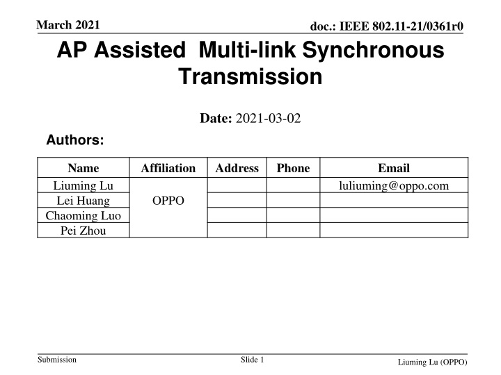 march 2021 ap assisted multi link synchronous n.w