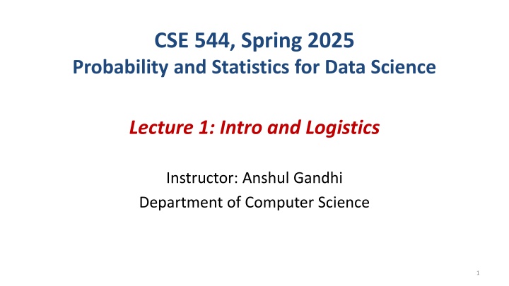 cse 544 spring 2025 probability and statistics n.w