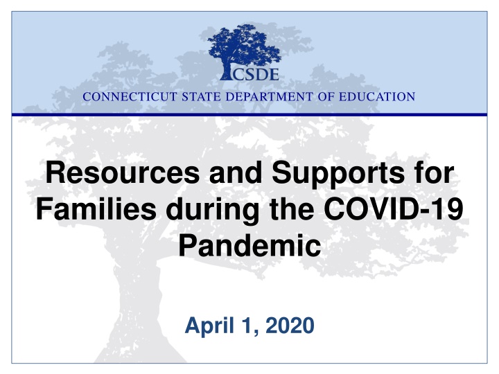 Resources and Supports for Families during the COVID-19 Pandemic