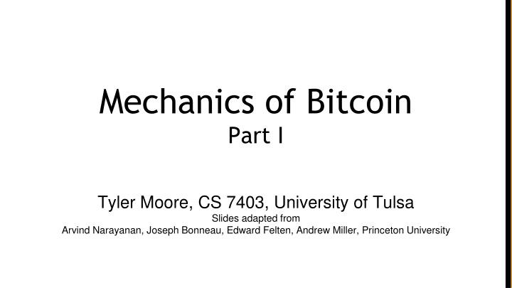 mechanics of bitcoin part i n.w
