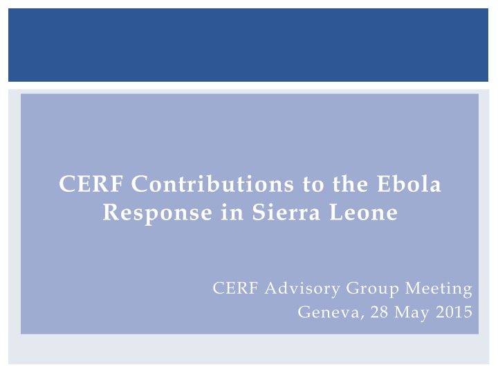 cerf contributions to the ebola response n.w