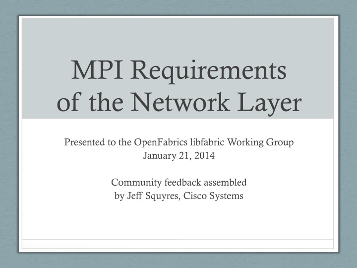 mpi requirements of the network layer n.w