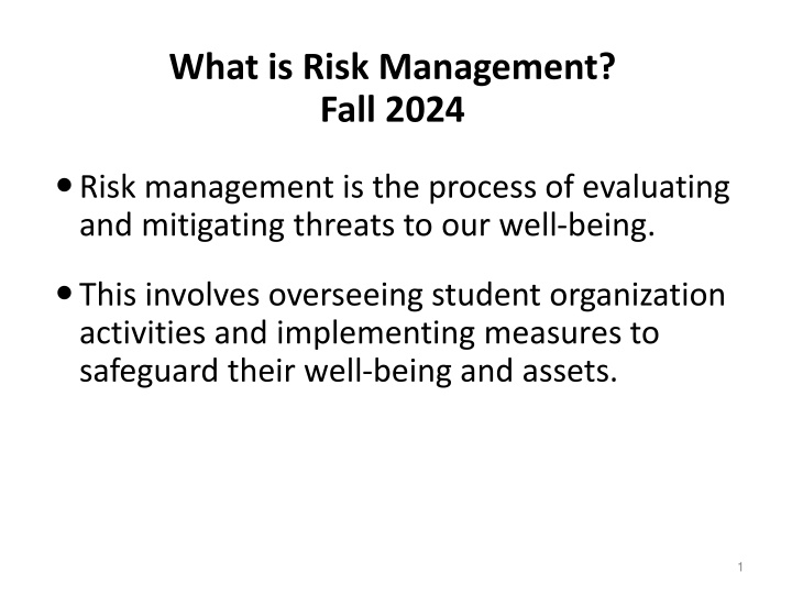 what is risk management fall 2024 n.w