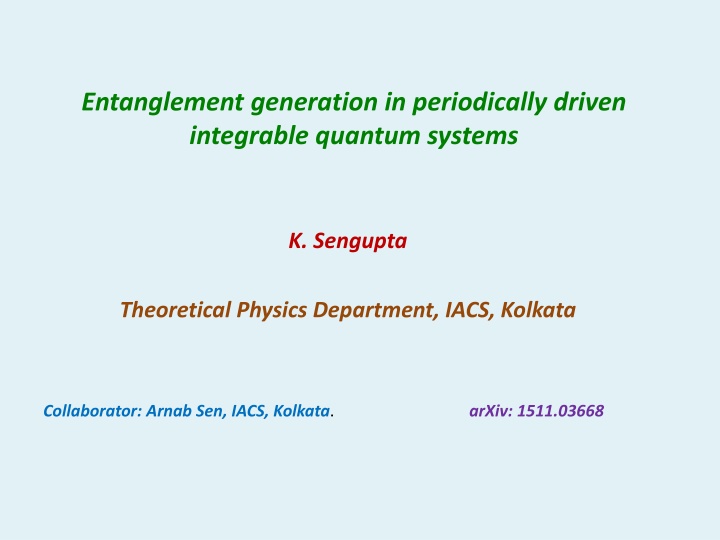 entanglement generation in periodically driven n.w