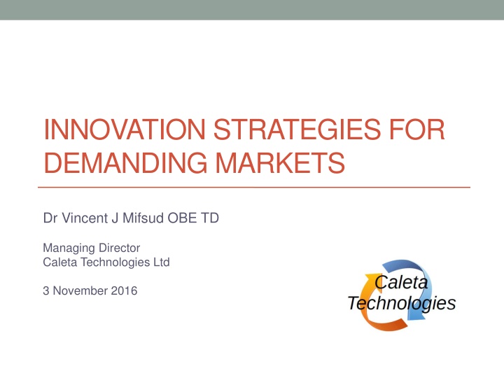 innovation strategies for demanding markets n.w