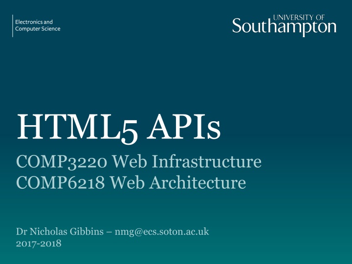 html5 apis comp3220 web infrastructure comp6218 n.w