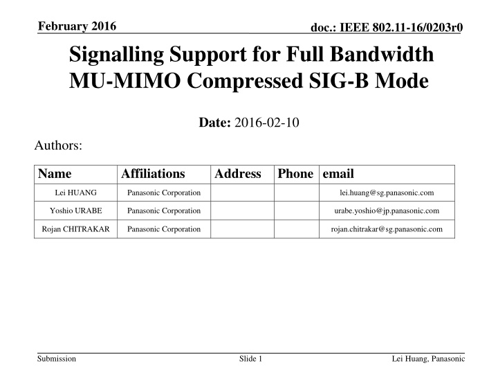 february 2016 signalling support for full n.w
