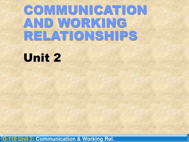 communication and working relationships n.w
