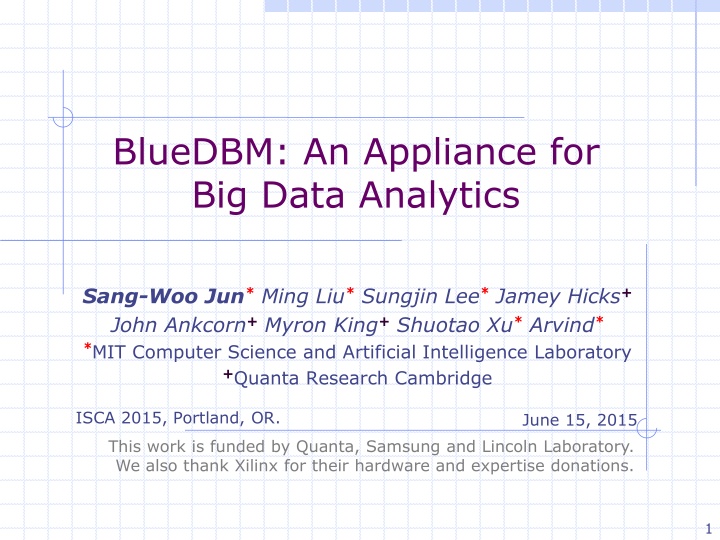 bluedbm an appliance for big data analytics n.w