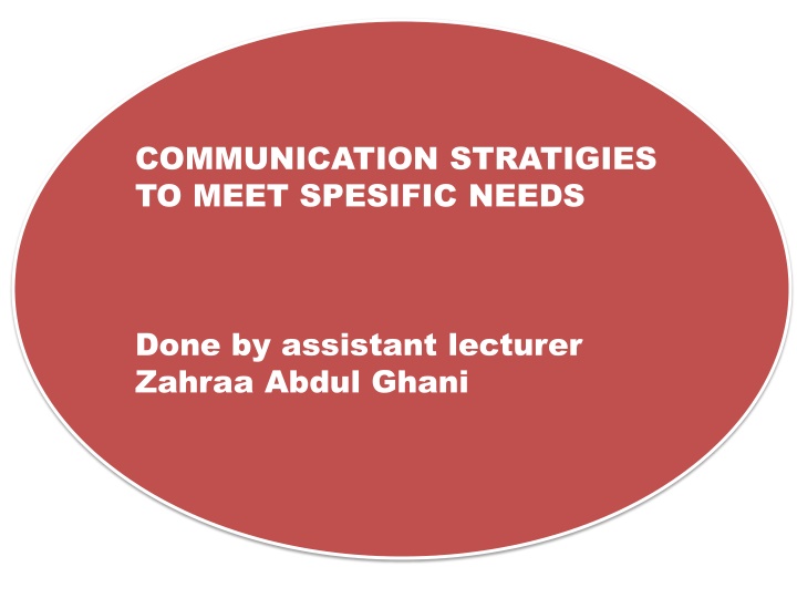 communication stratigies to meet spesific needs n.w