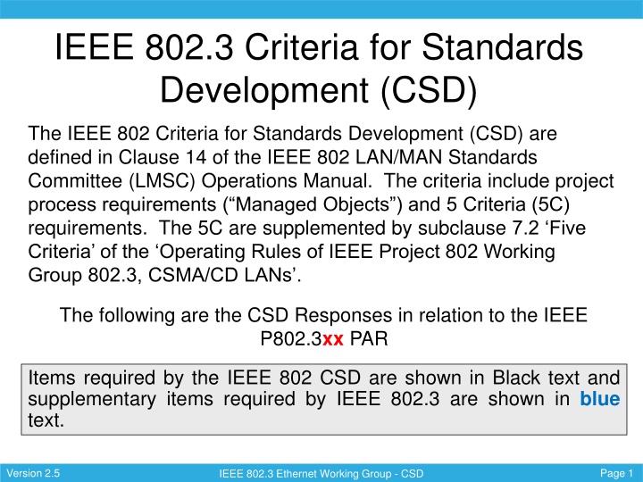 ieee 802 3 criteria for standards development csd n.w