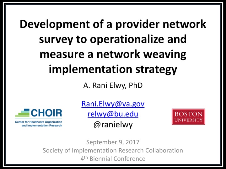 development of a provider network survey n.w