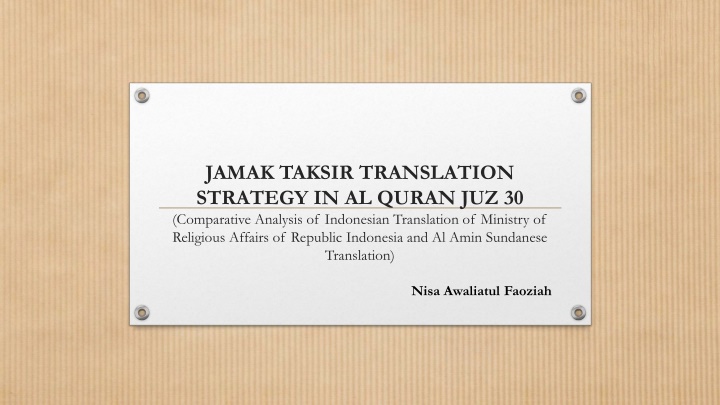 jamak taksir translation strategy in al quran n.w
