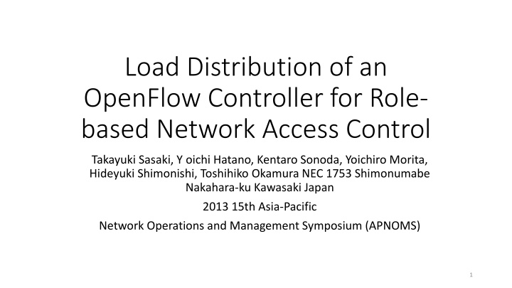 load distribution of an openflow controller n.w