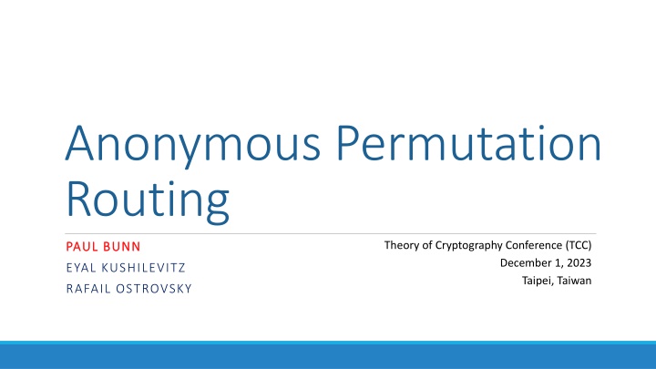 anonymous permutation routing n.w