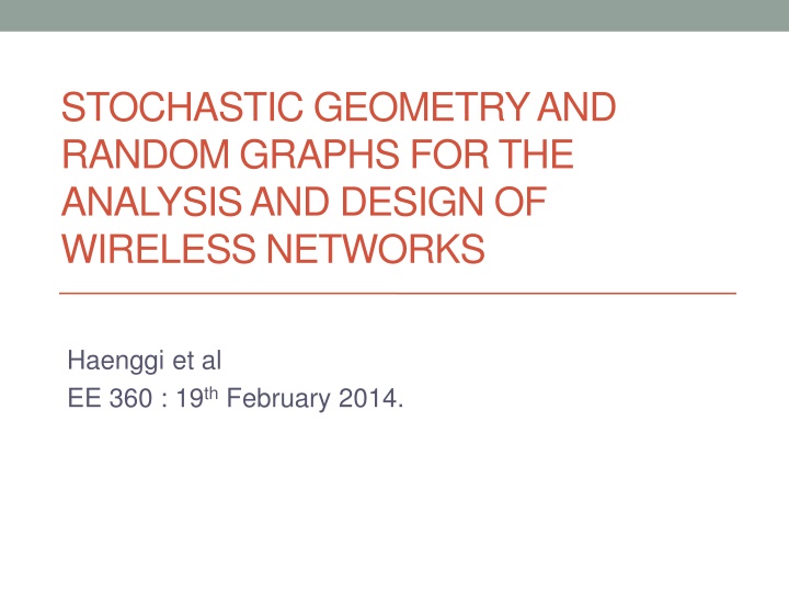 stochastic geometry and random graphs n.w