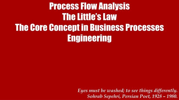 process flow analysis the little s law the core n.w