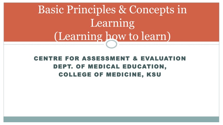 basic principles concepts in learning learning n.w