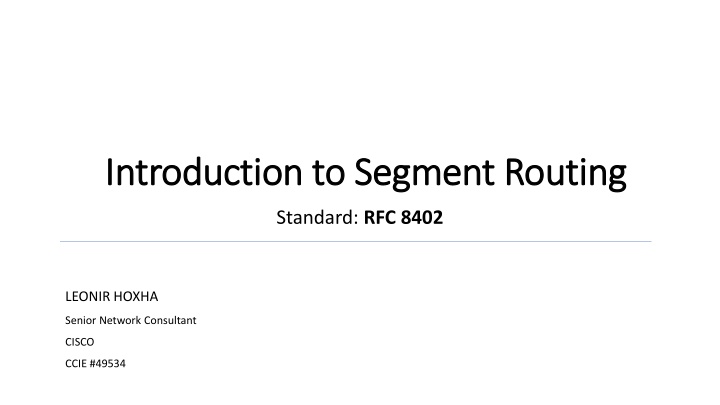 introduction to segment routing introduction n.w