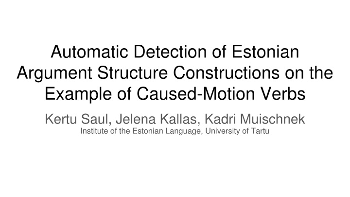 automatic detection of estonian argument n.w