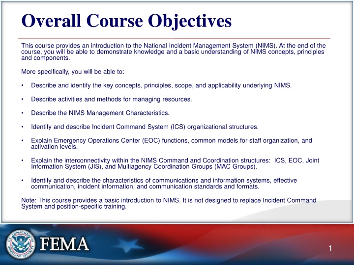 overall course objectives n.w