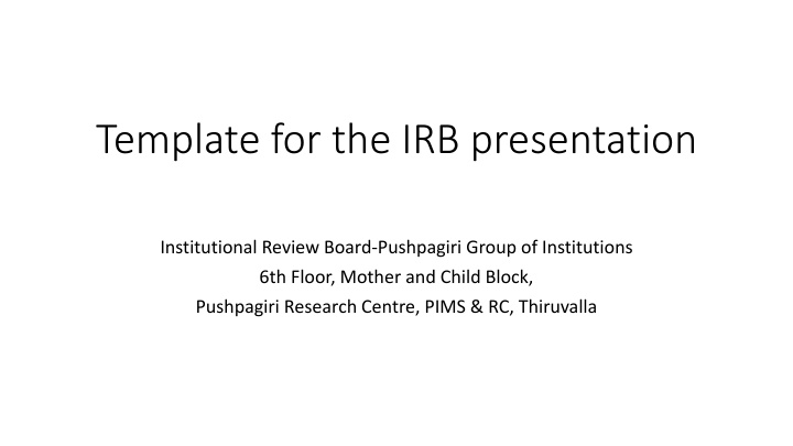 template for the irb presentation n.w