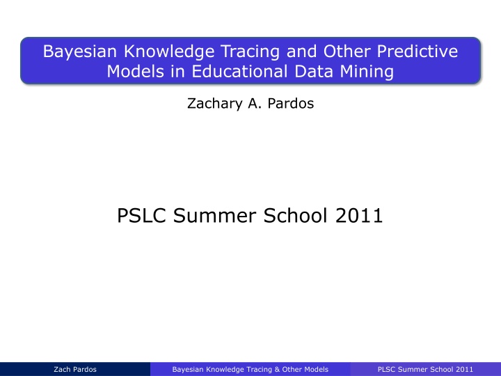 bayesian knowledge tracing and other predictive n.w