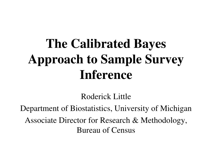 the calibrated bayes approach to sample survey n.w