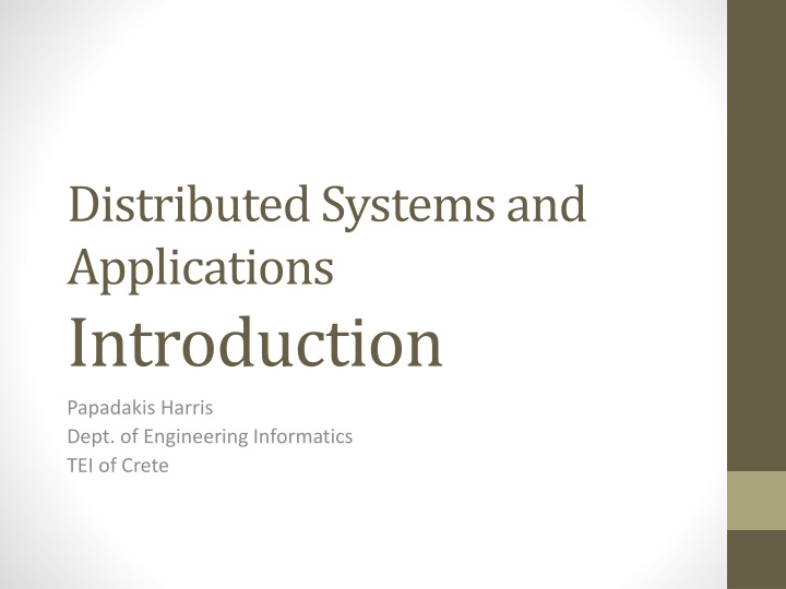 distributed systems and applications introduction n.w