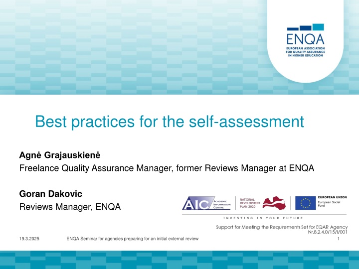 best practices for the self assessment n.w