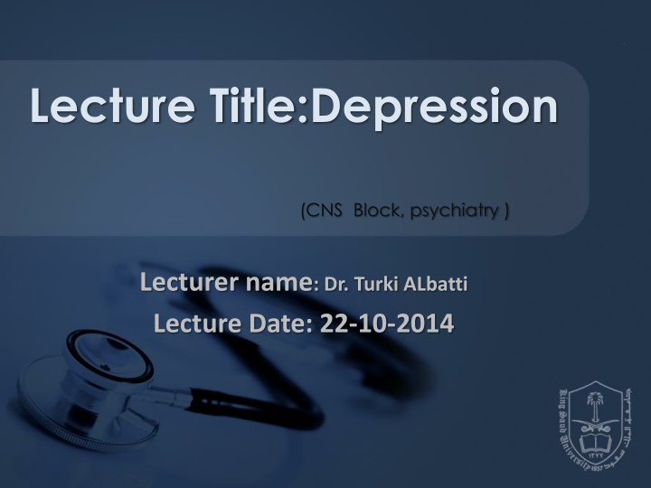 lecture title depression n.w