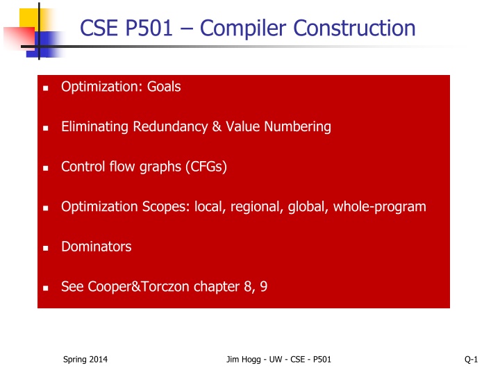 cse p501 compiler construction n.w