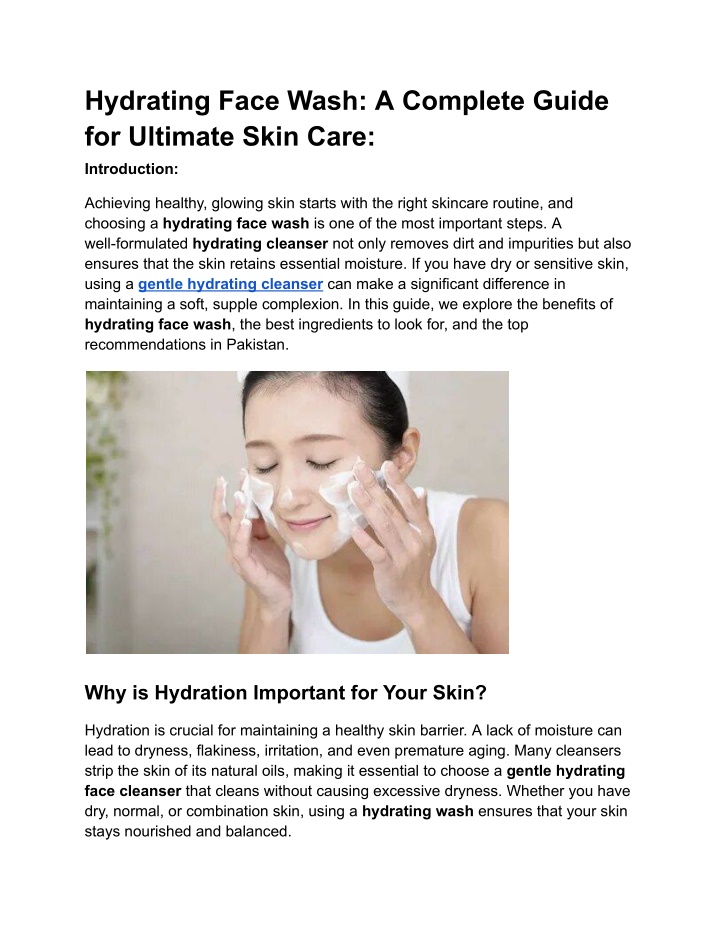 hydrating face wash a complete guide for ultimate n.w