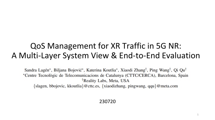qos management for xr traffic in 5g nr a multi n.w