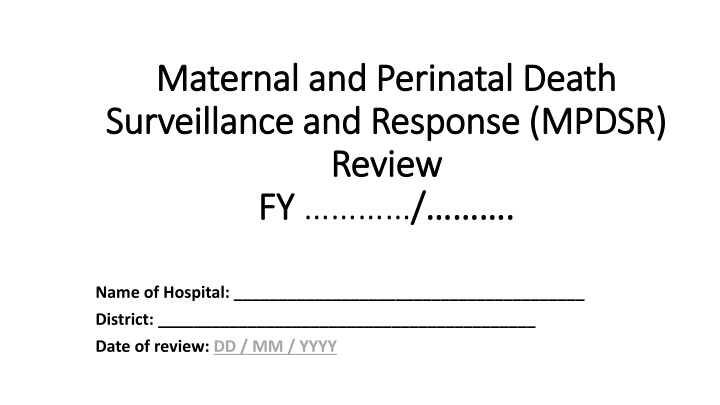 maternal and perinatal death maternal n.w