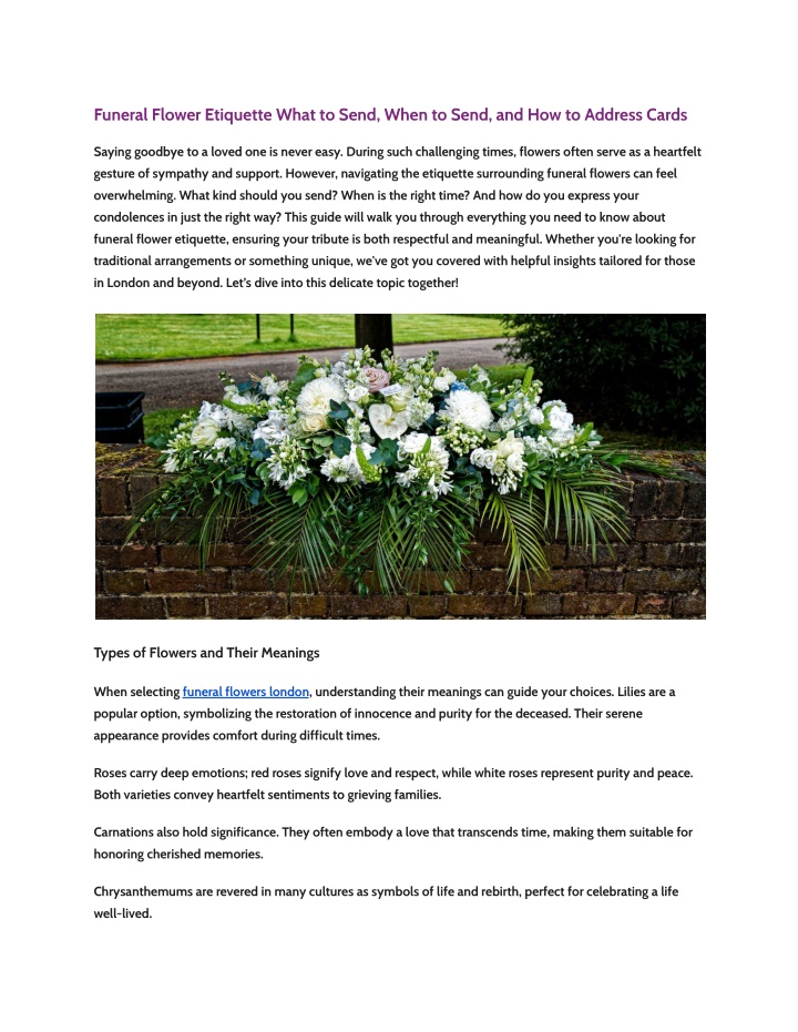 funeral flower etiquette what to send when n.w