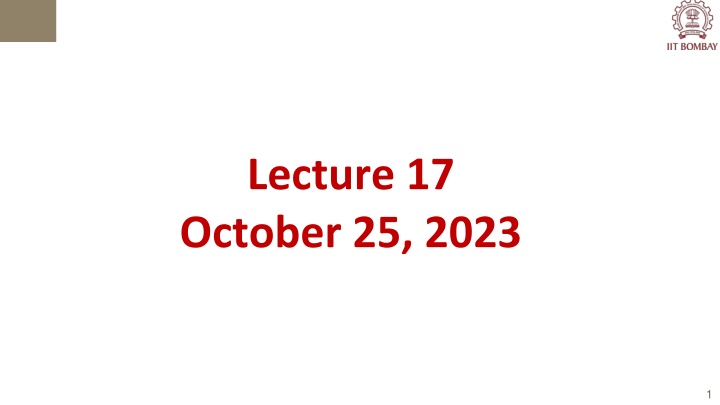 lecture 17 october 25 2023 n.w