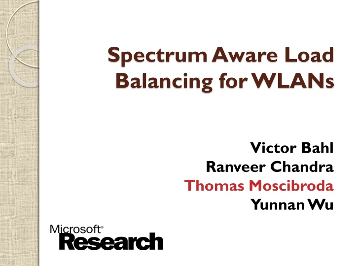 spectrum aware load balancing for wlans n.w