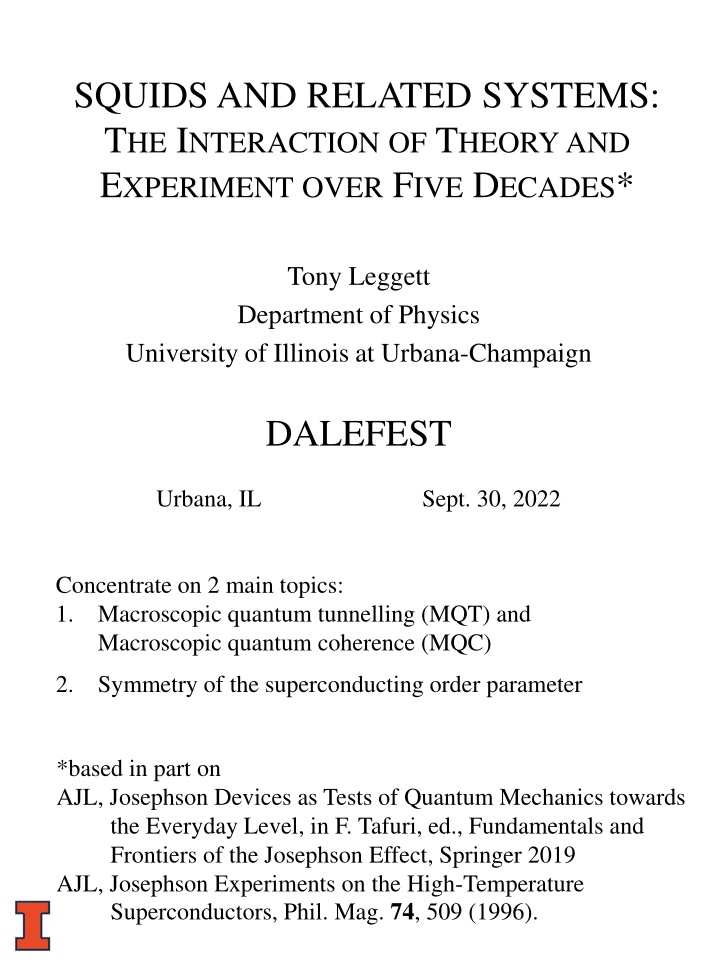 squids and related systems t he i nteraction n.w