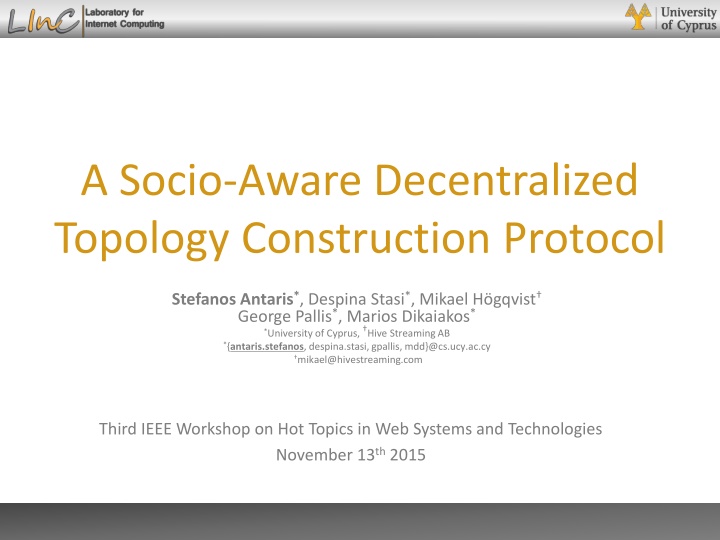 a socio aware decentralized topology construction n.w